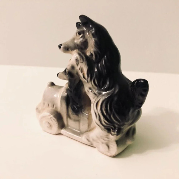 Vintage Husky Dog and Puppy on Small Train 3 Inch Long Figurine Japan - Picture 10 of 12